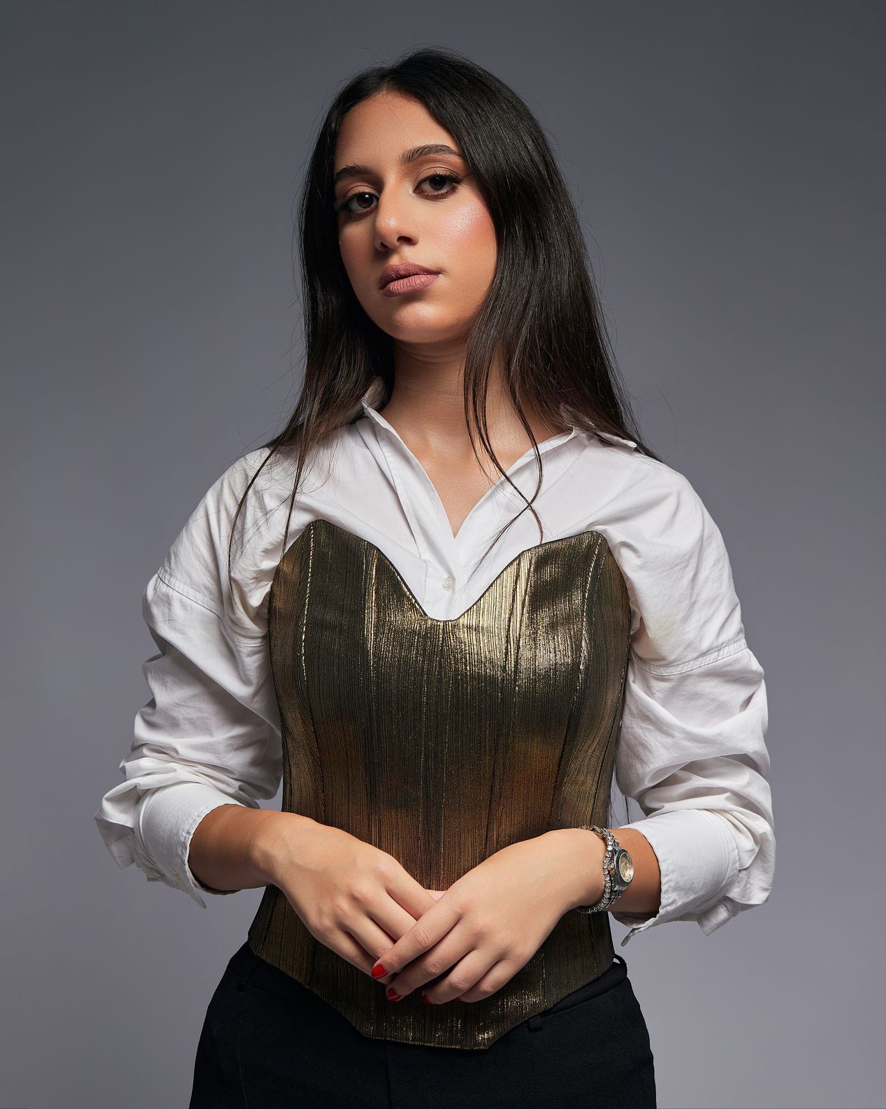 gold mettalic corset